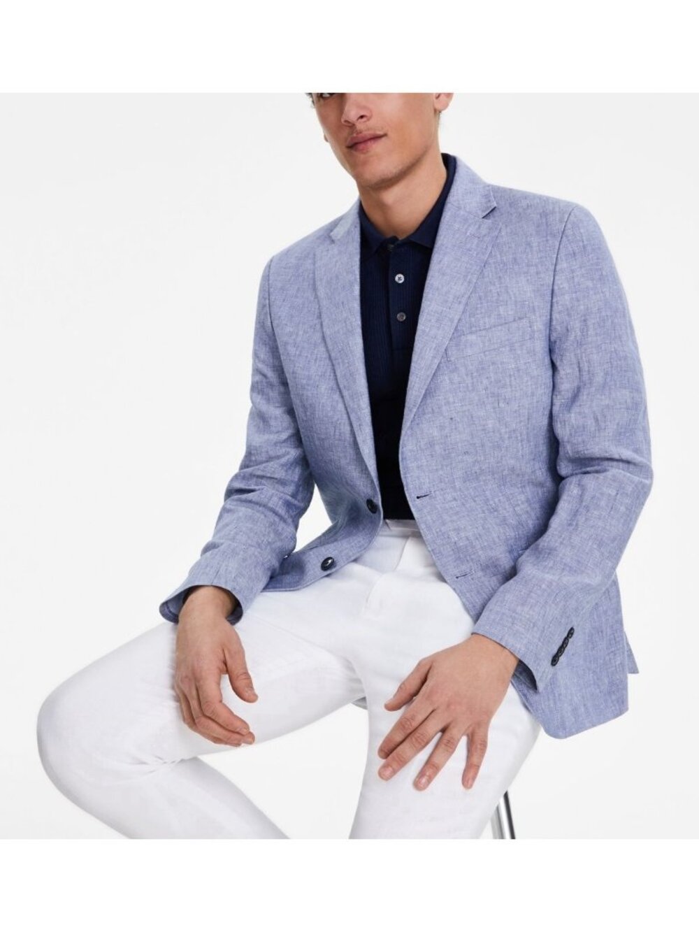 Tommy Hilfiger Mens Modern Fit Linen Sport Coat Light Blue Size 36 NWT